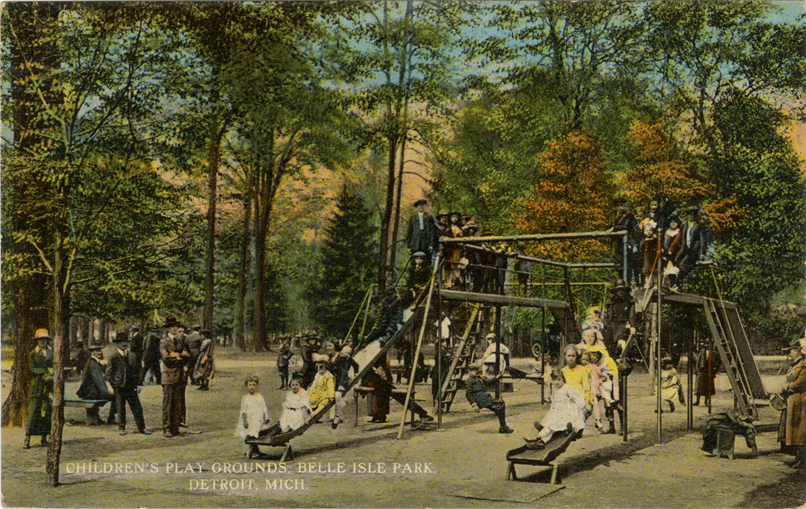 Children in playground, Belle Isle