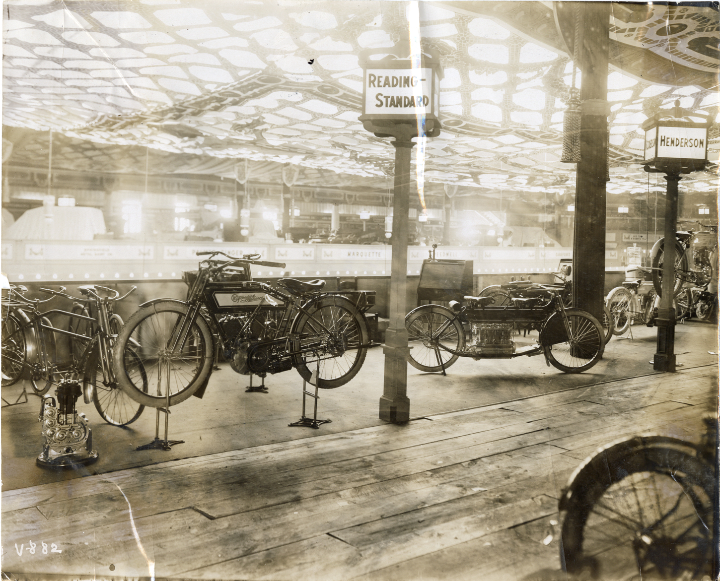 Reading-Standard motorcycles at trade show