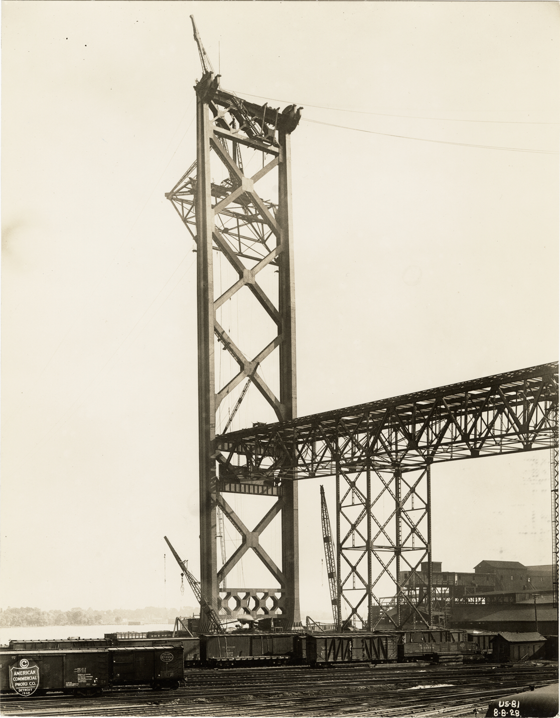 Ambassador Bridge during construction