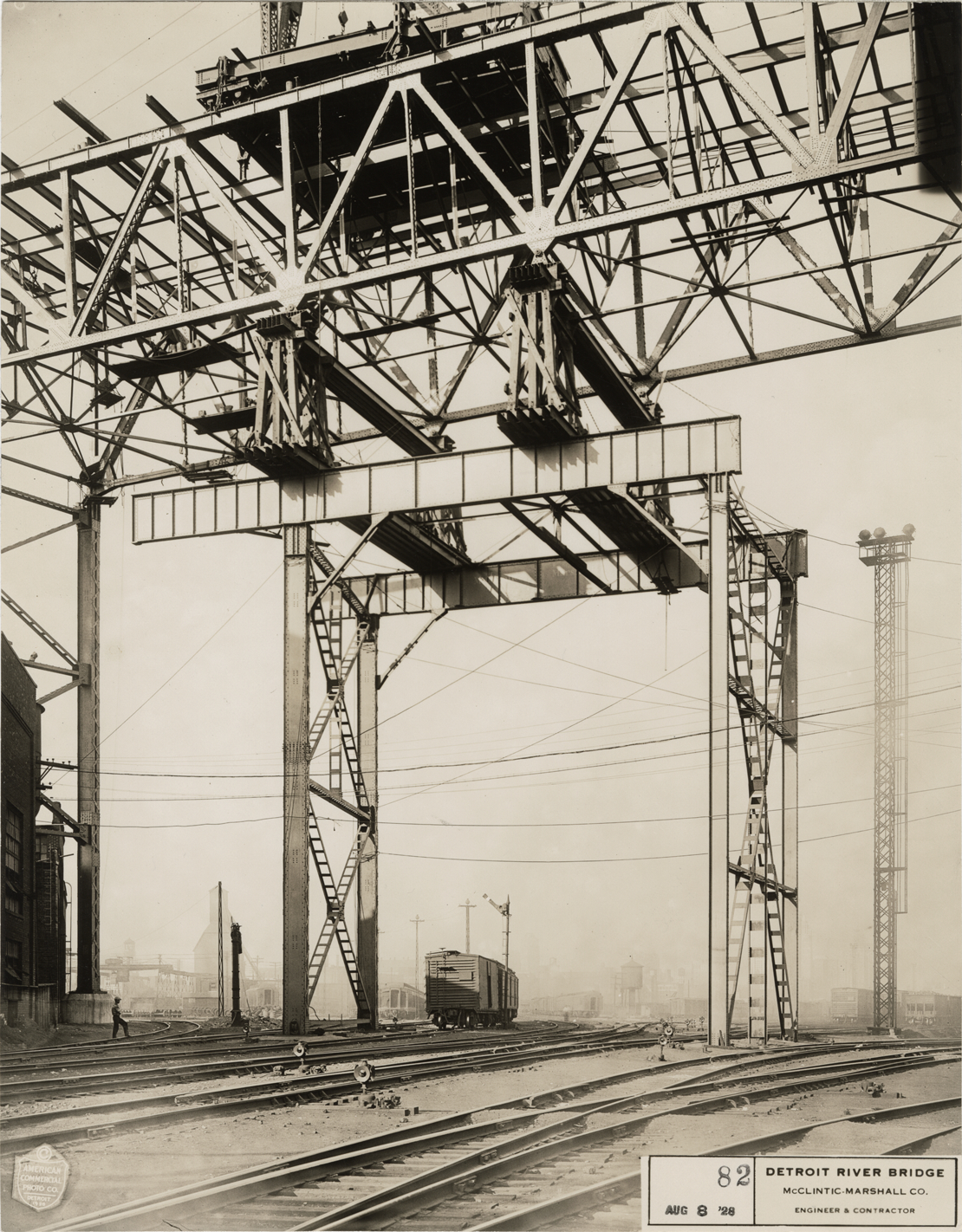 Ambassador Bridge during construction