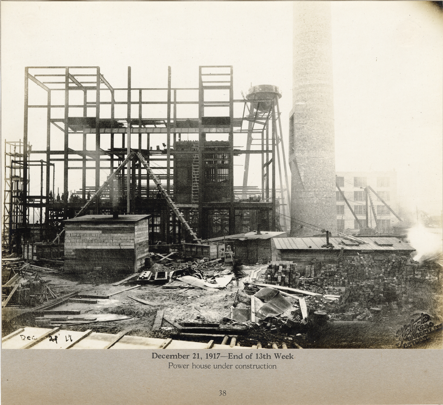 Power house during construction, Lincoln Motor Company factory