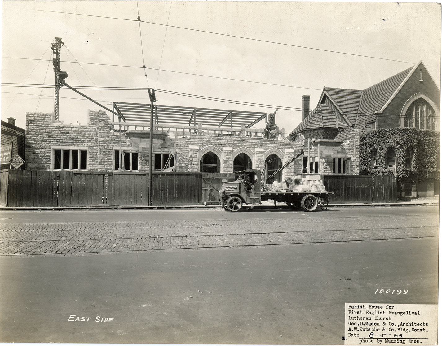 Parish house during construction, First English Evangelical Lutheran Church