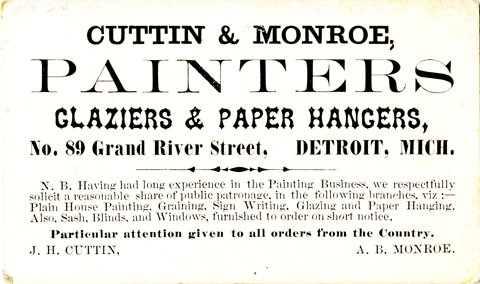 Business card for Cuttin & Monroe