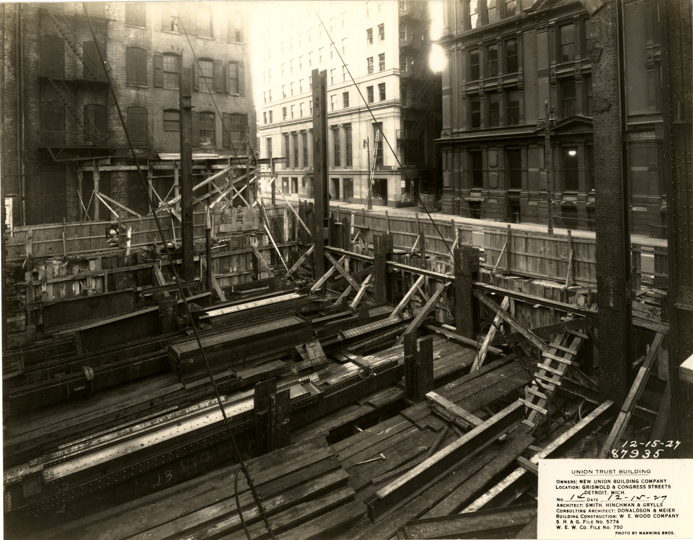 Construction site and foundation, Union Guardian Building