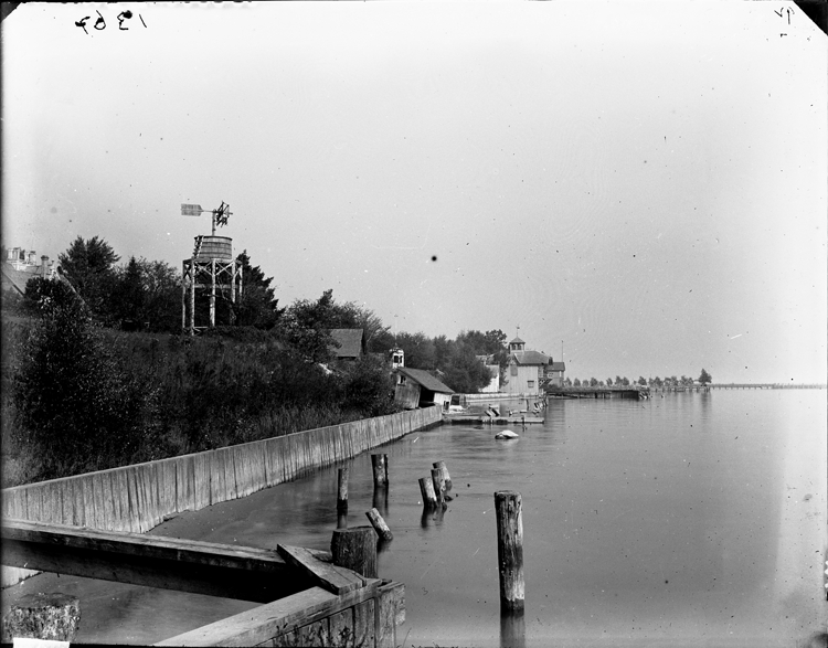 Water tower and homes along Lake St. Clair shoreline DPL DAMS