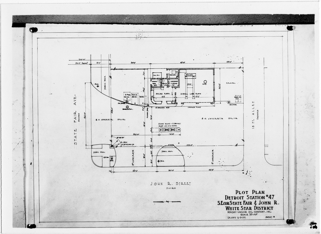 Plot plan for gas station in Detroit located at State Fair and John R ...