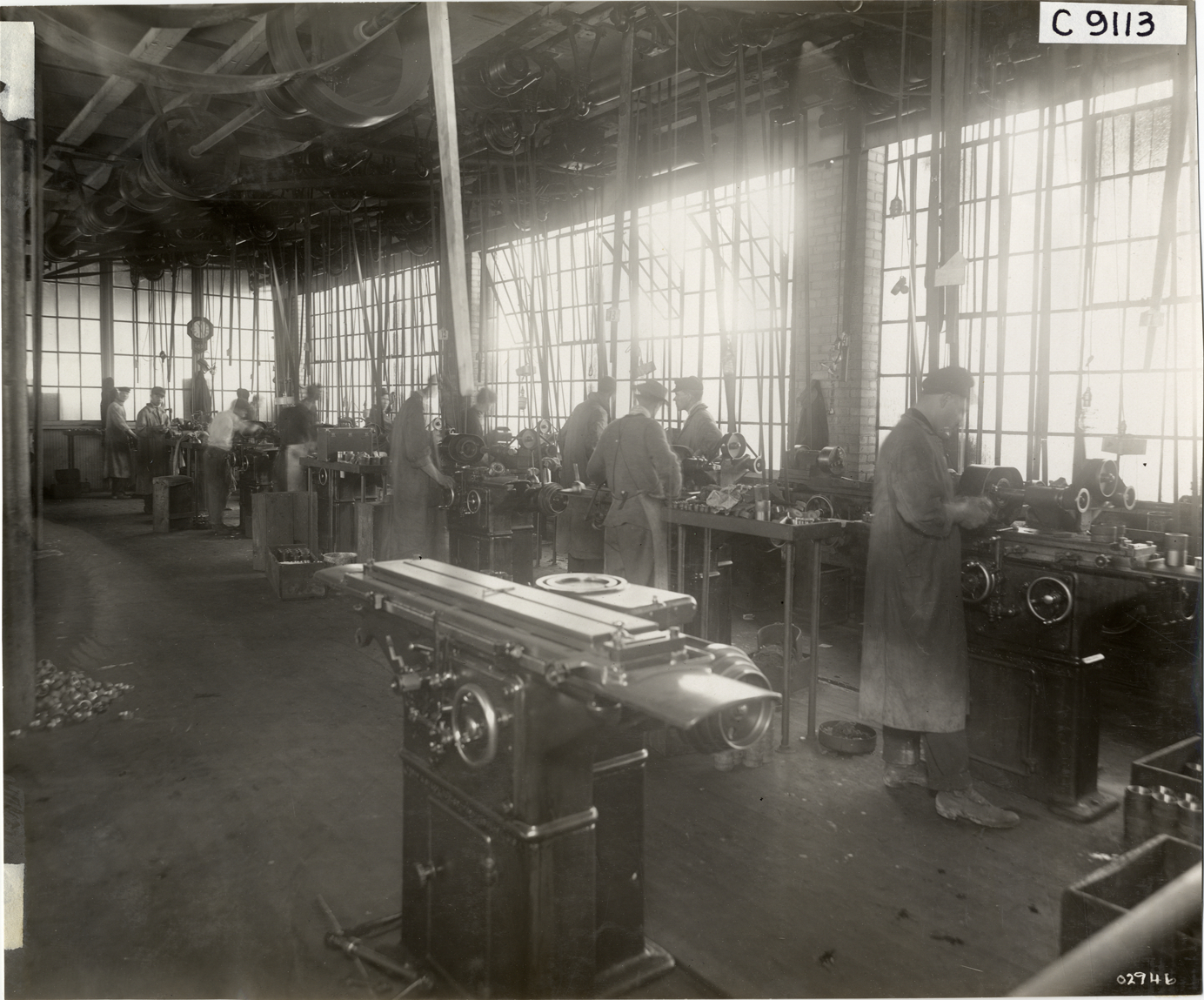 Men operating machines, Bower Roller Bearing Company factory DPL DAMS