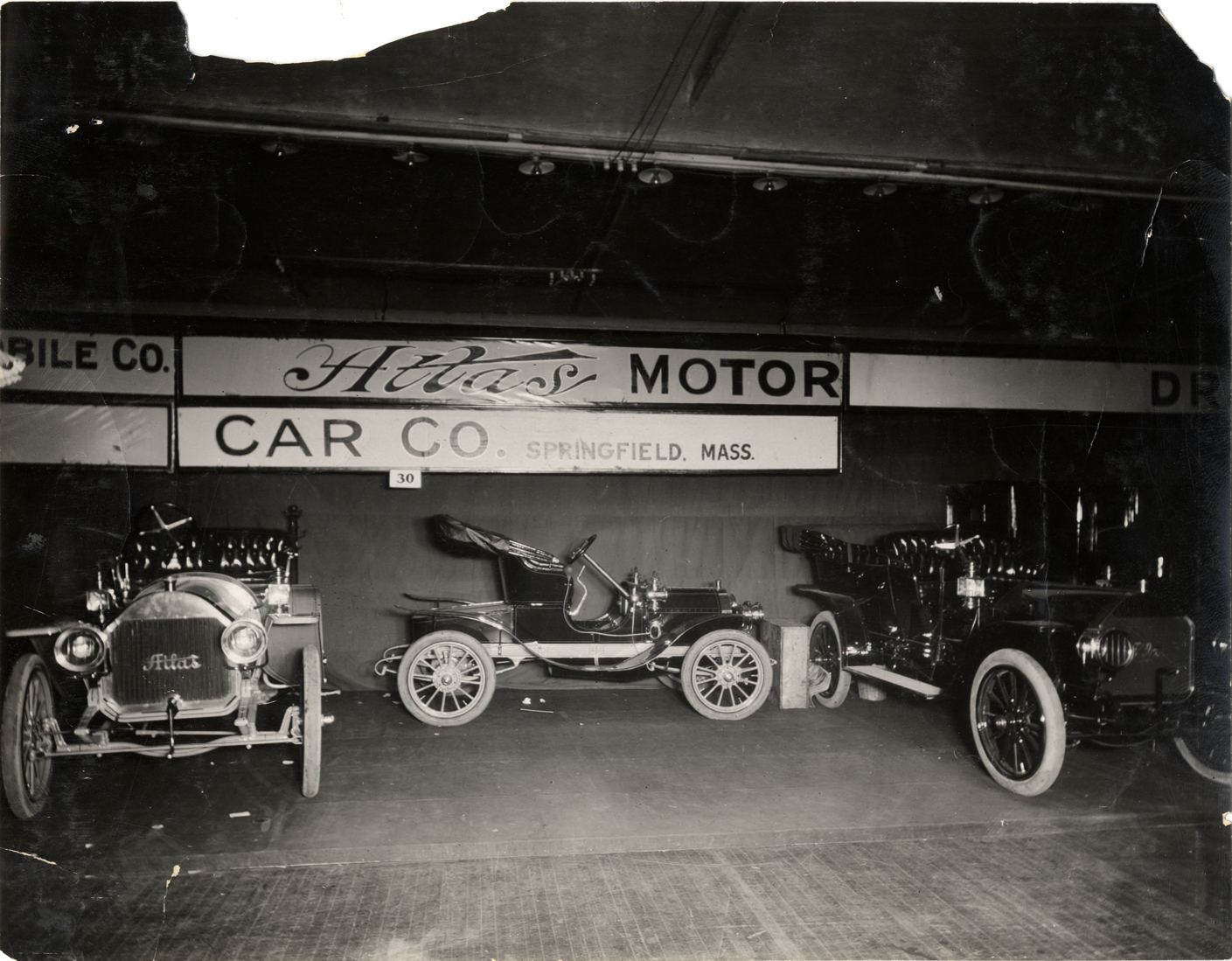 1908 Atlas automobiles on display in trade show DPL DAMS