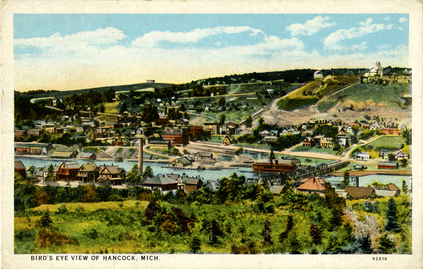 Aerial view of Hancock, Michigan DPL DAMS