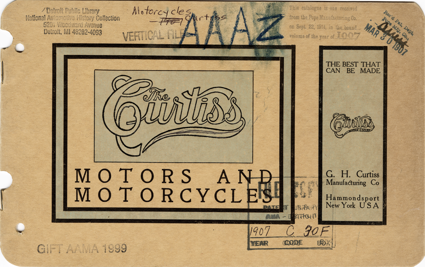 The Curtiss motors and motorcycles the best that can be made G.H