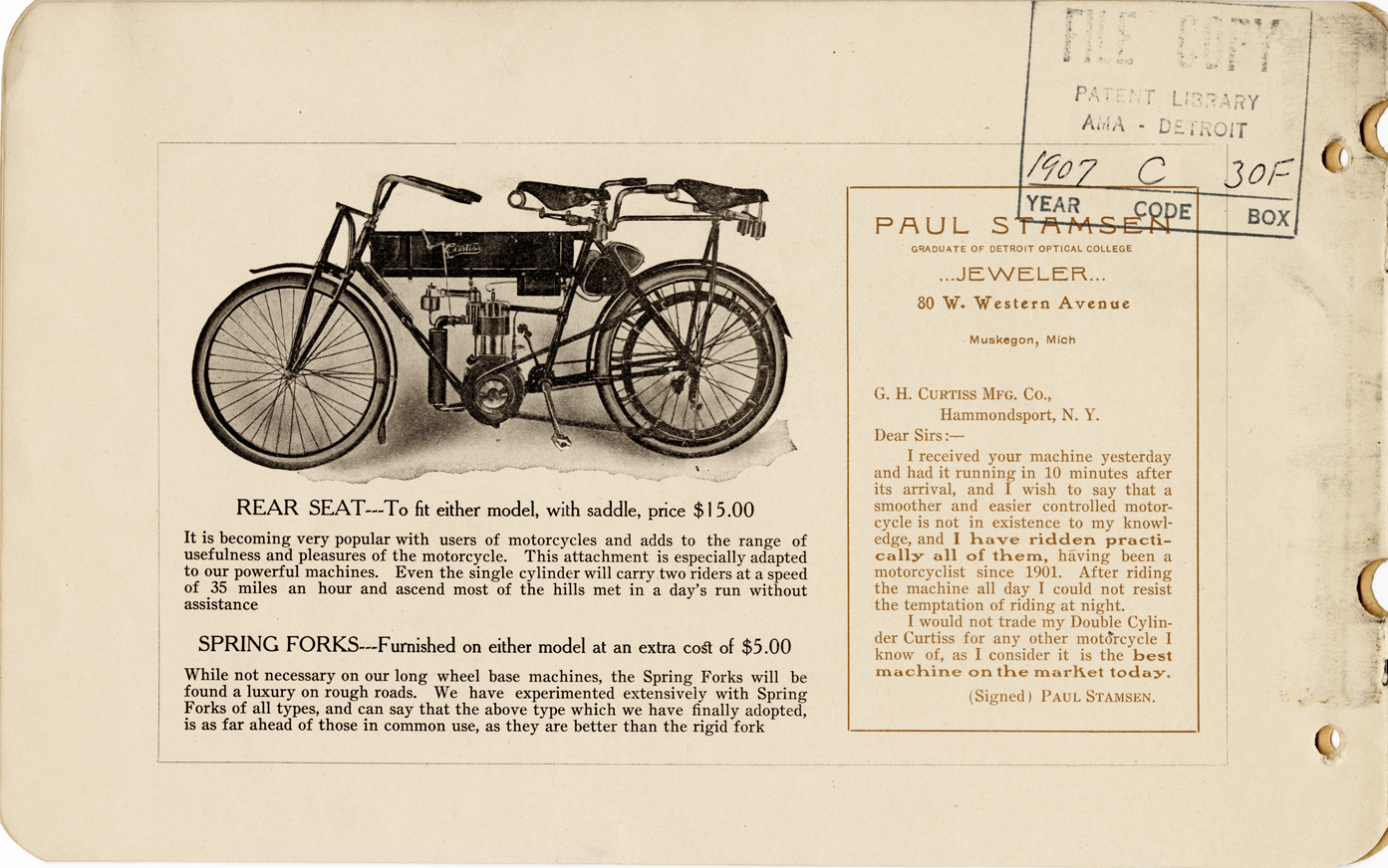 The Curtiss motors and motorcycles the best that can be made G.H